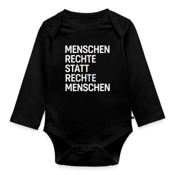 Human rights instead of right-wing people Spruch Demo - Organic Longsleeve Baby Bodysuit - black - Front