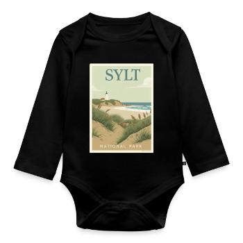 Sylt Vintage Poster | Nordsee Deutschland - Baby Bio-Langarm-Body - Schwarz - Vorne