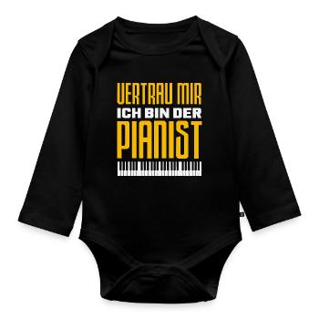 Piano Klavier Musiker Geschenk Geschenkidee - Baby Bio-Langarm-Body - Schwarz - Vorne
