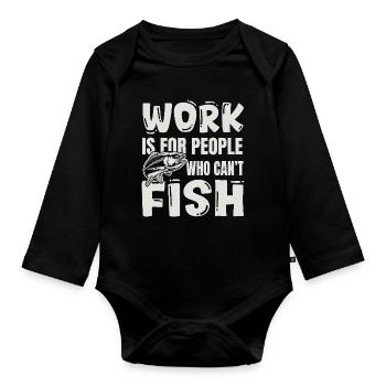 Angelhumor – Geschenk eines Fischerkollegen - Baby Bio-Langarm-Body - Schwarz - Vorne