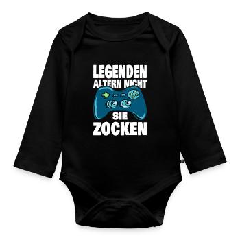 Legenden Zocken - Baby Bio-Langarm-Body - Schwarz - Vorne