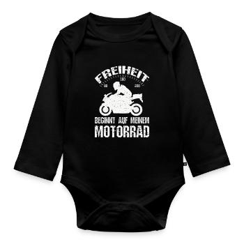 Freiheit Motorrad - Baby Bio-Langarm-Body - Schwarz - Vorne
