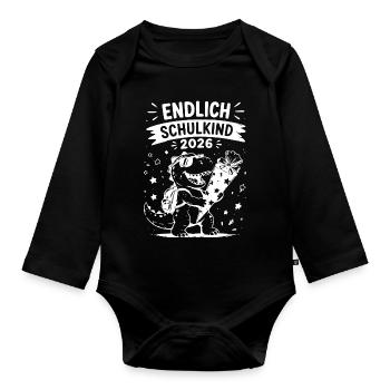 Endlich Schulkind 2026 - Baby Bio-Langarm-Body - Schwarz - Vorne