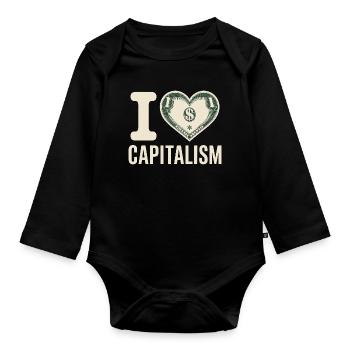 I Love Capitalism Entrepreneurs Stocks Capitalism - Organic Longsleeve Baby Bodysuit - black - Front