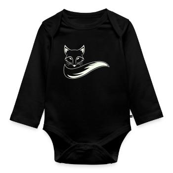 Fuchs Silhouette mit Schweif - Baby Bio-Langarm-Body - Schwarz - Vorne