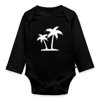 Palmeninsel Silhouette - Baby Bio-Langarm-Body - Schwarz - Vorne