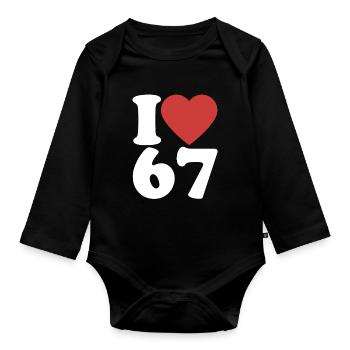 I love six seven | Zahlenduo 6 und 7 - Baby Bio-Langarm-Body - Schwarz - Vorne