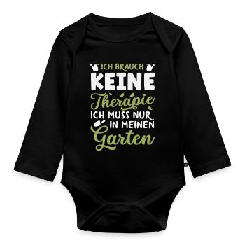 Keine Therapie Mein Garten - Baby Bio-Langarm-Body - Schwarz - Vorne