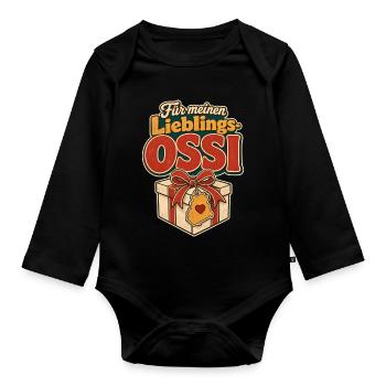 Lieblings Ossi, Fuer meinen Ossi Geschenk, DDR Hum - Organic Longsleeve Baby Bodysuit - black - Front