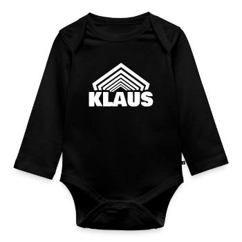 Jungenname Klaus - Baby Bio-Langarm-Body - Schwarz - Vorne