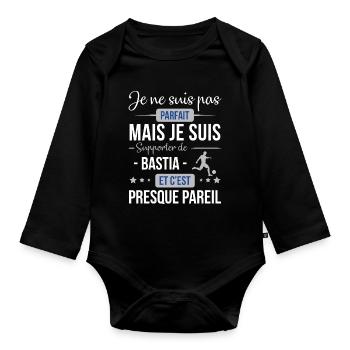 Je Ne Suis Pas Parfait Mais Je Suis Supporter D... - Body Bébé bio manches longues - noir - Devant