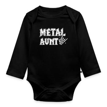 Metal Aunt Heavy Metal Geschenk für Tante - Baby Bio-Langarm-Body - Schwarz - Vorne