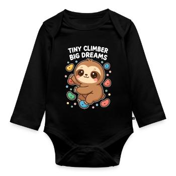Kawaii Faultier Klettern - Tiny Climber Shirt - Baby Bio-Langarm-Body - Schwarz - Vorne