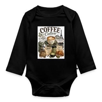 Kaffeekultur Paris Café Collage - Baby Bio-Langarm-Body - Schwarz - Vorne