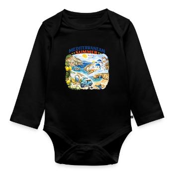 Mittelmeer-Sommer-Mosaik - Baby Bio-Langarm-Body - Schwarz - Vorne