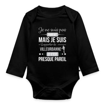 Je Ne Suis Pas Parfait Mais Je Suis Supporter D... - Body Bébé bio manches longues - noir - Devant