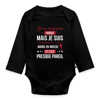 Je Ne Suis Pas Parfait Mais Je Suis Supporter D... - Body Bébé bio manches longues - noir - Devant