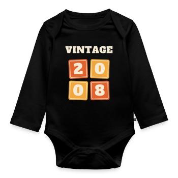 Vintage 2008 Retro Jahrgang 18. Geburtstag Geschen - Baby Bio-Langarm-Body - Schwarz - Vorne