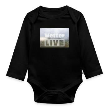 Wetter LIVE – Minimalistisches Regen Poster - Baby Bio-Langarm-Body - Schwarz - Vorne