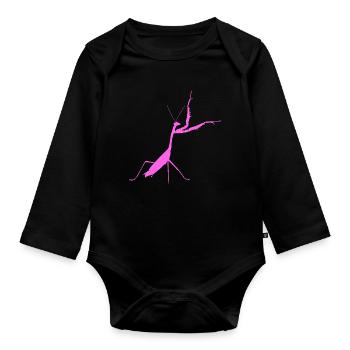 Gottesanbeterin pink - Baby Bio-Langarm-Body - Schwarz - Vorne