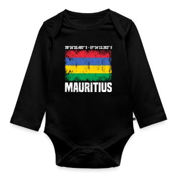 Mauritius Coordinates - Organic Longsleeve Baby Bodysuit - black - Front