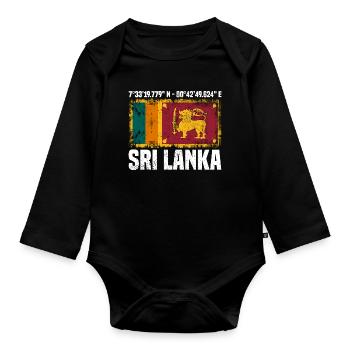 Coordonnées du Sri Lanka - Body Bébé bio manches longues - noir - Devant