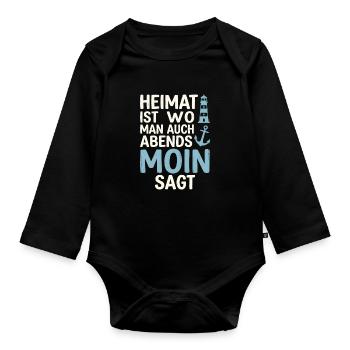 Heimat ist wo man auch abends Moin sagt  - Baby Bio-Langarm-Body - Schwarz - Vorne