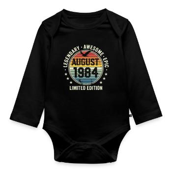 Legendäres Retro-Vintage-Jubiläum im August 1984 - Baby Bio-Langarm-Body - Schwarz - Vorne