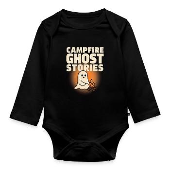 Halloween-Geist – Lagerfeuer-Geistergeschichten - Baby Bio-Langarm-Body - Schwarz - Vorne