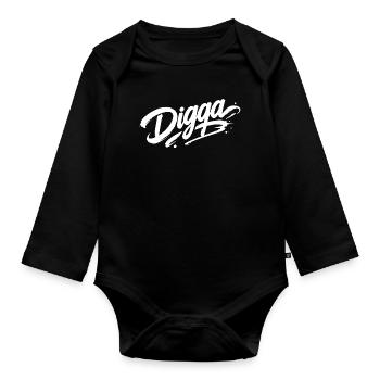 Digga | Cooler Graffiti Spruch | Jugendwort - Baby Bio-Langarm-Body - Schwarz - Vorne