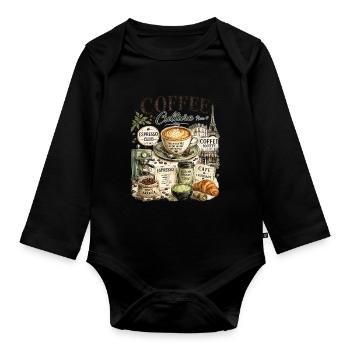 Culture Café Paris Illustration - Body Bébé bio manches longues - noir - Devant