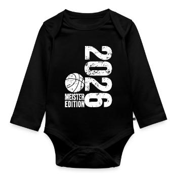 Basketball Meister Edition 2026 in weiß - Baby Bio-Langarm-Body - Schwarz - Vorne