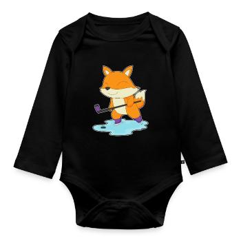 Fuchs Eishockey Eishockeyschläger - Baby Bio-Langarm-Body - Schwarz - Vorne