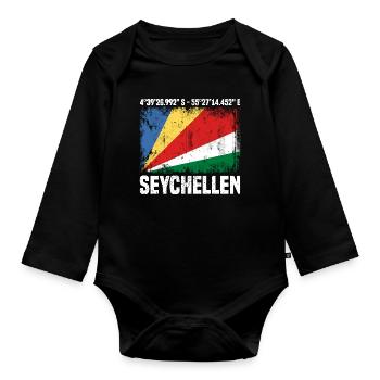 Seychellen Koordinaten - Baby Bio-Langarm-Body - Schwarz - Vorne
