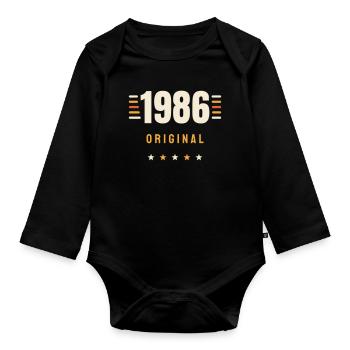 Cadeau original rétro rétro de 40 ans 1986 - Body Bébé bio manches longues - noir - Devant