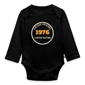 Vintage 1976 Original Limited Edition 50. Geburtst - Baby Bio-Langarm-Body - Schwarz - Vorne