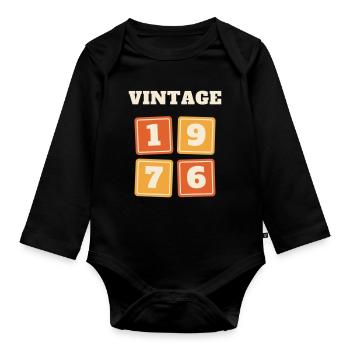 Vintage 1976 Retro Jahrgang 50. Geburtstag Geschen - Baby Bio-Langarm-Body - Schwarz - Vorne