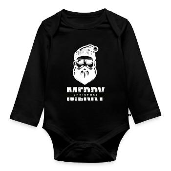 Merry Christmas Weihnachtsmann Geschenk - Baby Bio-Langarm-Body - Schwarz - Vorne