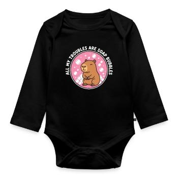 All My Troubles Are Soap Bubbles - Baby Bio-Langarm-Body - Schwarz - Vorne