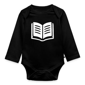 Buch Bücher lesen Geschenk - Baby Bio-Langarm-Body - Schwarz - Vorne