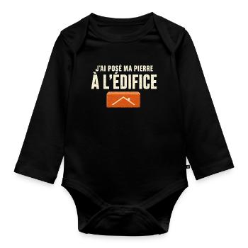 Ma pierre à l'édifice — Contribution - Body Bébé bio manches longues - noir - Devant