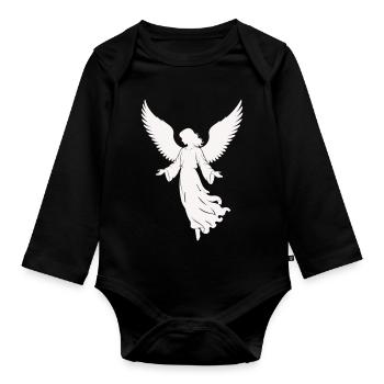 Angel silhouette with wings - Organic Longsleeve Baby Bodysuit - black - Front