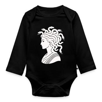 Medusa Kopf mit Schlangen - Baby Bio-Langarm-Body - Schwarz - Vorne