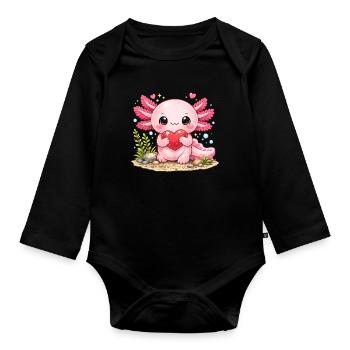 Axolotl - Baby Bio-Langarm-Body - Schwarz - Vorne