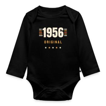 1956 Original Jahrgang Retro 70. Geburtstag Gesche - Baby Bio-Langarm-Body - Schwarz - Vorne