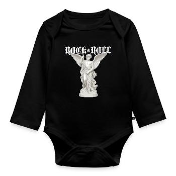 Rock-'n'-Roll-Engelstatue - Baby Bio-Langarm-Body - Schwarz - Vorne