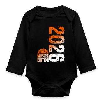 Basketball Champion Shirt 2026, Orange White - Organic Longsleeve Baby Bodysuit - black - Front