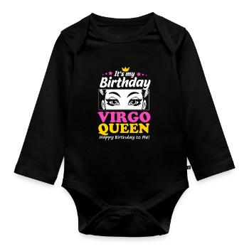 Sternzeichen Jungfrau - Baby Bio-Langarm-Body - Schwarz - Vorne