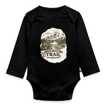 Find Your Trail | Hiking Design - Baby Bio-Langarm-Body - Schwarz - Vorne