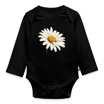 Weiße Margeritenblüte Natur Blumen Design  - Baby Bio-Langarm-Body - Schwarz - Vorne